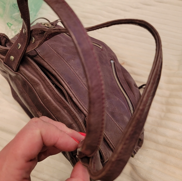 Genuine Leather Botkier Plum Grey Satchel Handbag - Picture 4 of 10